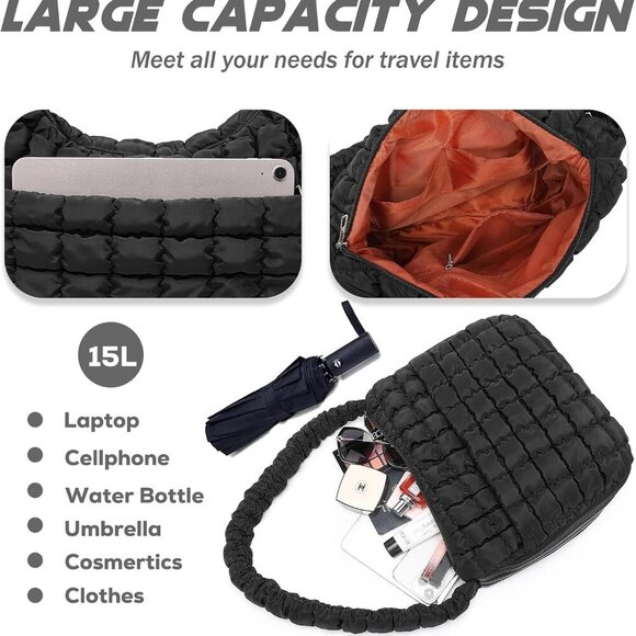 Lightweight Quilted Tote with Multiple Pockets – Ideal Crossbody Handbag - Picture 4 of 6